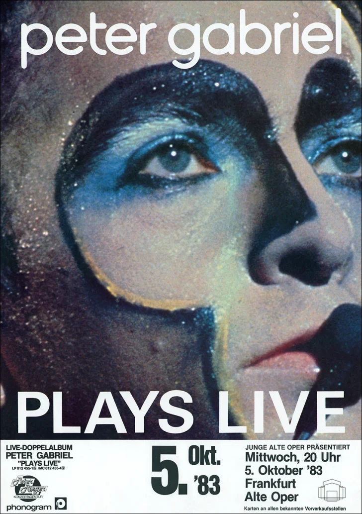 Peter Gabriel Playtime 1988 - Plays Live Tourplakat 1983