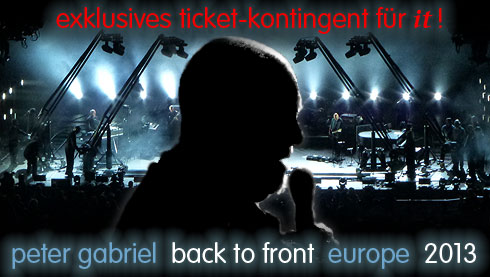 Back To Front 2013 - Peter Gabriel PreSale Ticketaktion